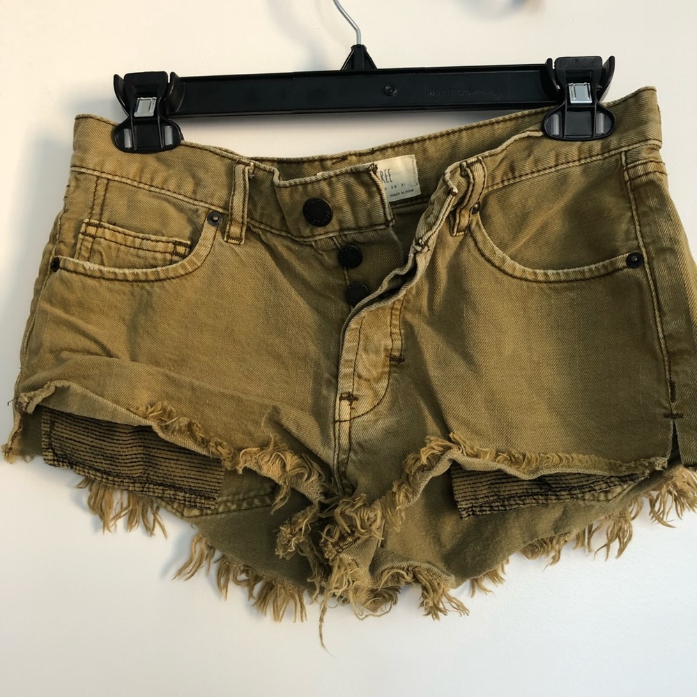 Free People jean shorts khaki wash